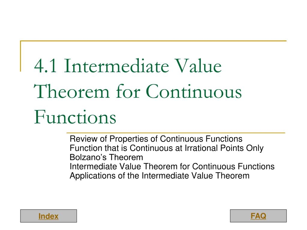 PPT 4 1 Intermediate Value Theorem For Continuous Functions PowerPoint Presentation ID 6103193