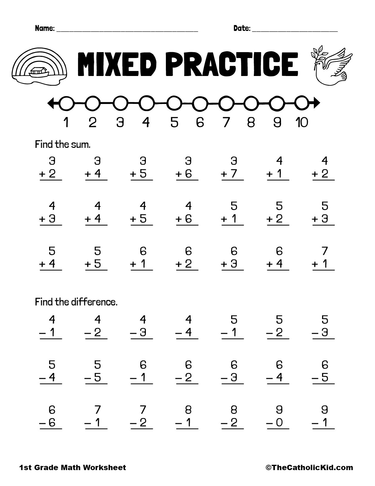 1st grade subtraction worksheets