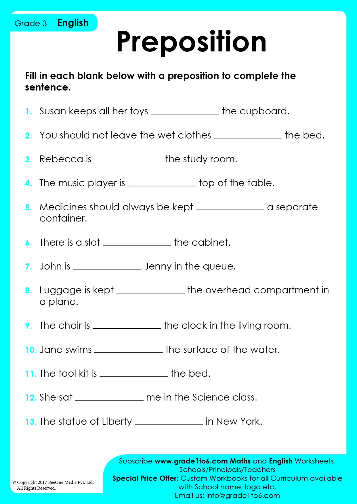 english exercises for 3rd graders