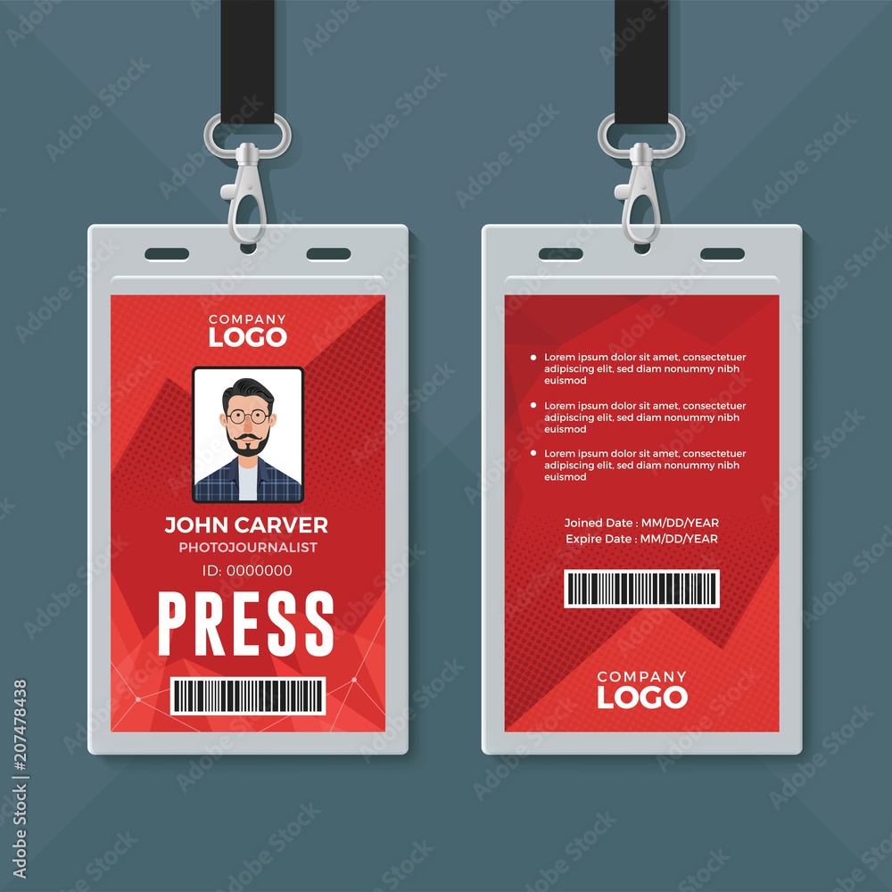 Press ID Card Design Template Stock Vector Adobe Stock Press ID Card Design Template Stock Vector Adobe Stock