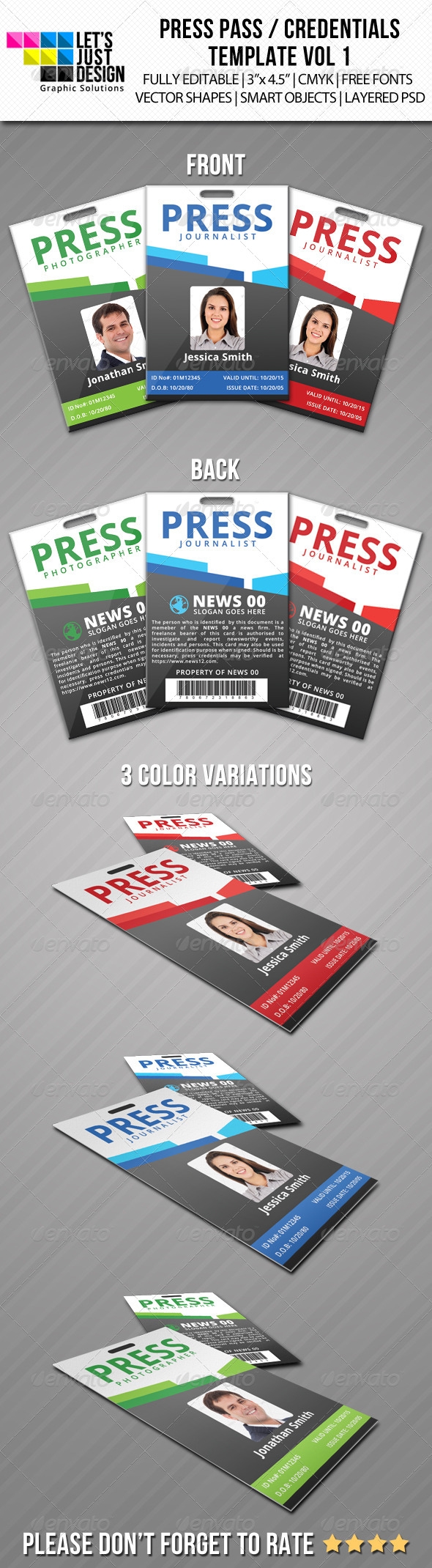 Press Pass Credentials Template Vol 1 Print Templates GraphicRiver Press Pass Credentials Template Vol 1 Print Templates GraphicRiver