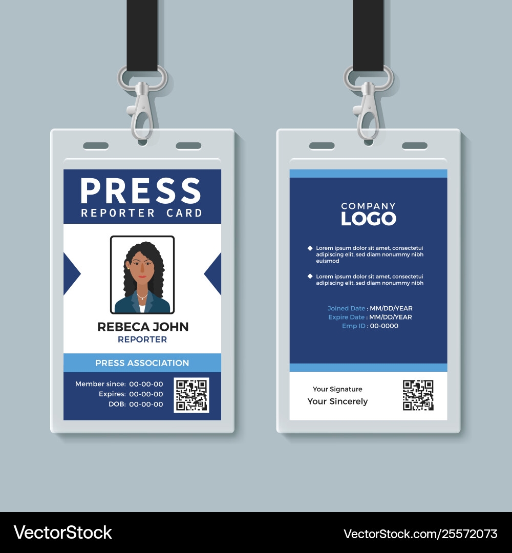 Press Reporter ID Card Template Royalty Free Vector VectorStock Press Reporter ID Card Template Royalty Free Vector VectorStock