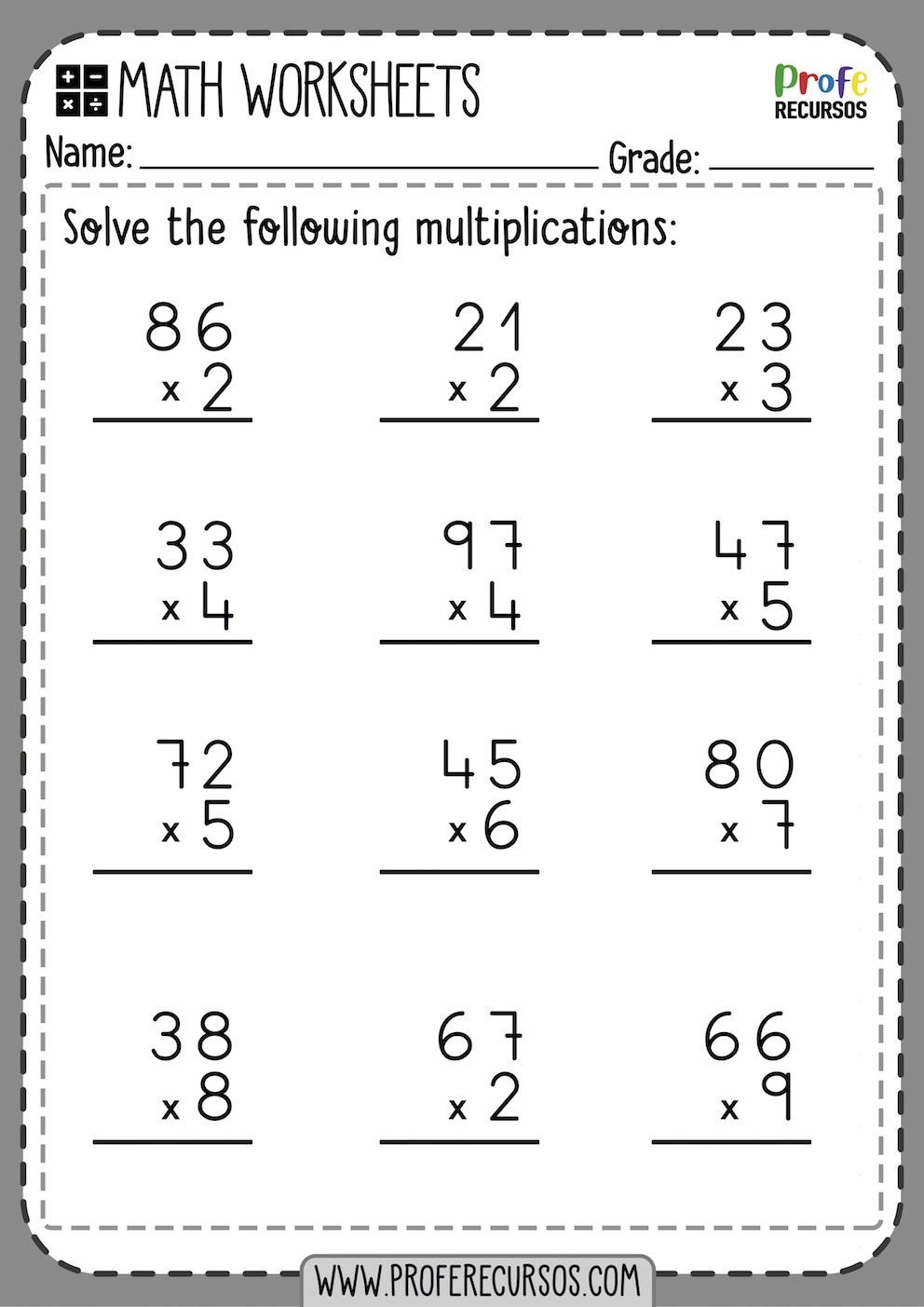 Printable Multiplication Worksheets For Grade 2 Worksheets Library