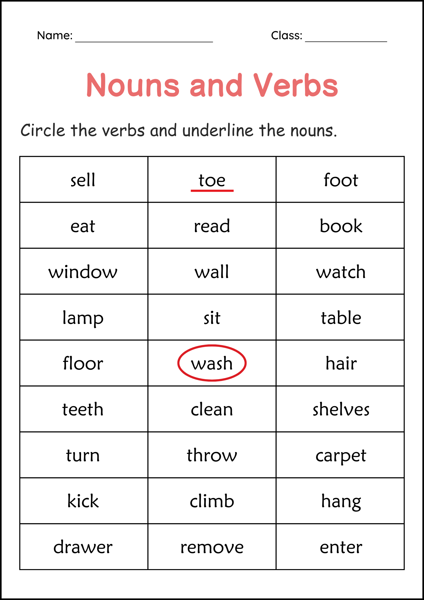 Printable Nouns And Verbs Grammar Worksheets 2nd And 3rd Grade Made By Teachers