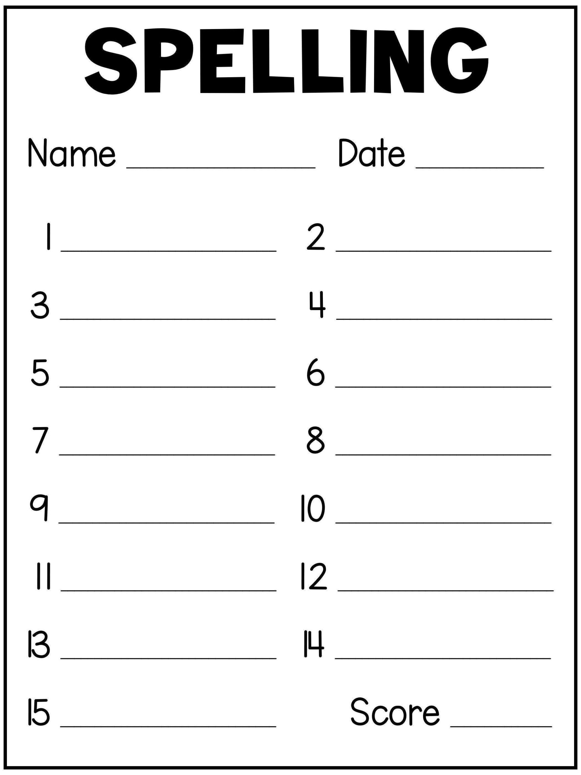 Printable Spelling Test Template Homeschool Worksheets PDF Etsy