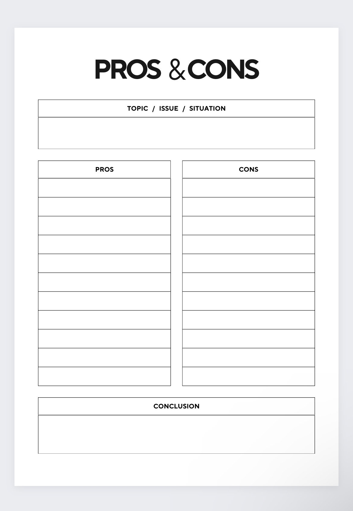 Pros And Cons List Decision Making Worksheet Choice Comparison Sheet Evaluate Options Planner Decision Log Problem Solving Organizer Etsy Denmark