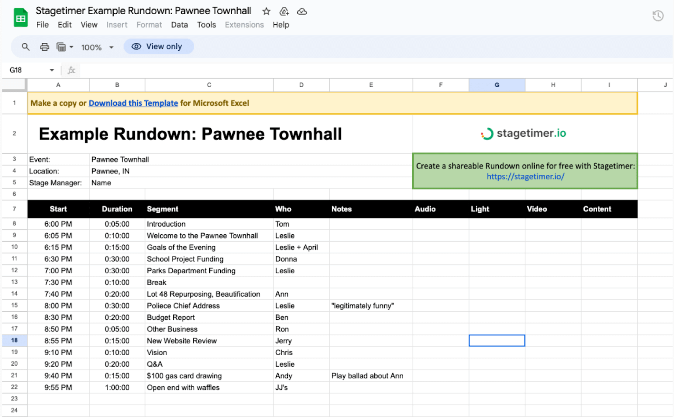 run of show template run of show template