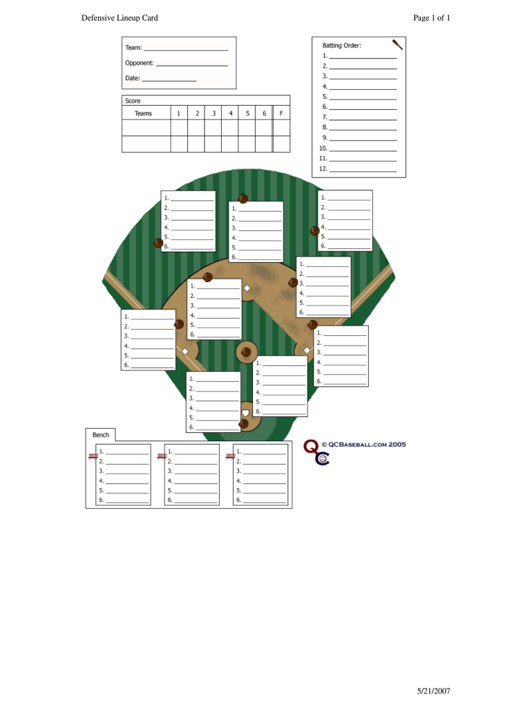 QCBaseball Defensive Lineup Card Form Fill Online Printable Fillable Blank PdfFiller QCBaseball Defensive Lineup Card Form Fill Online Printable Fillable Blank PdfFiller