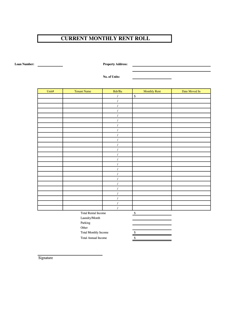 Rent Roll Template Fill Online Printable Fillable Blank PdfFiller