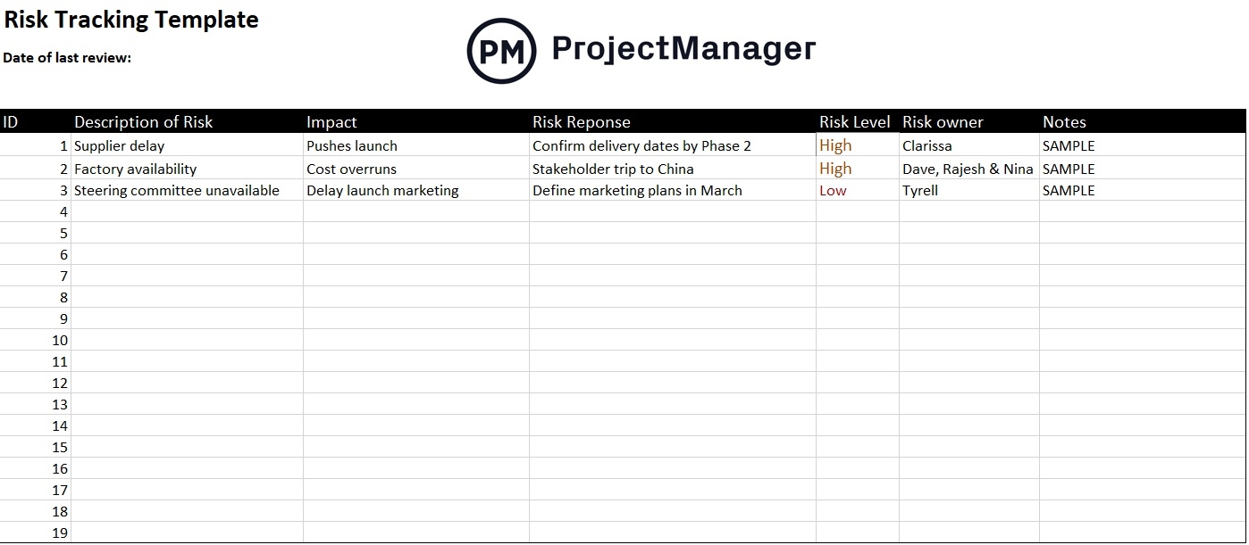 Risk Register Template For Excel Free Download ProjectManager