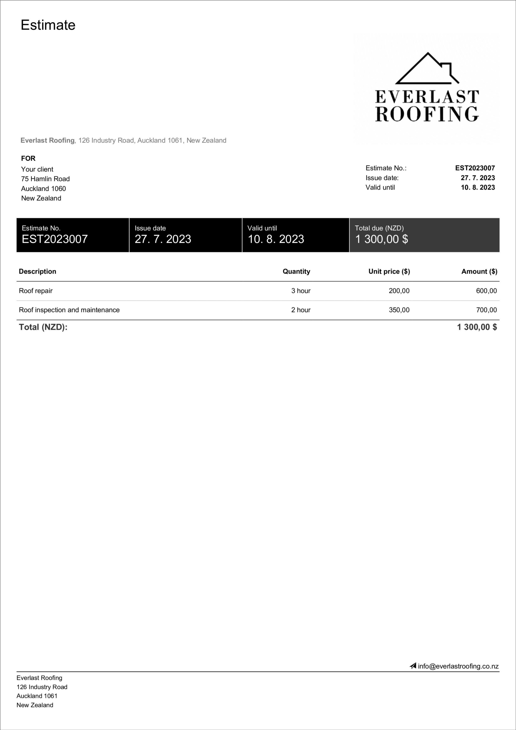 Roofing Estimate Template Free Editable Billdu Roofing Estimate Template Free Editable Billdu