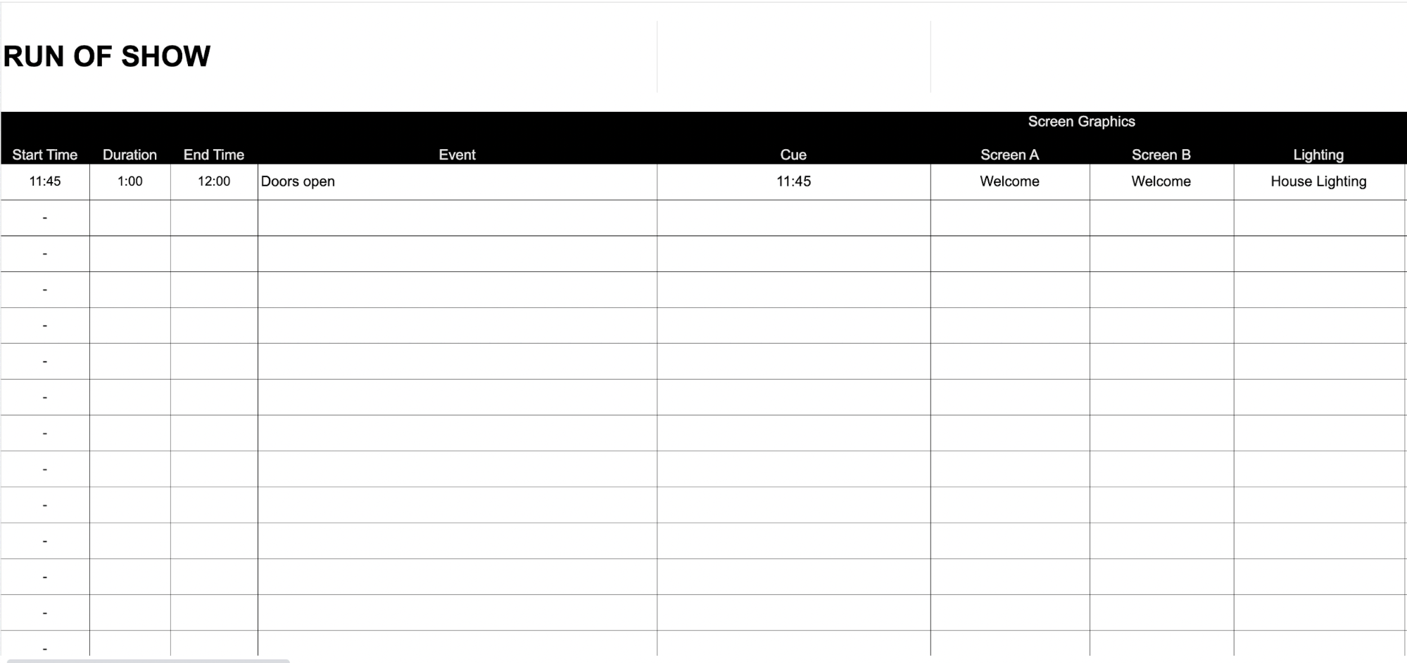 Run Of Show Template Best Practices For On Offline Events