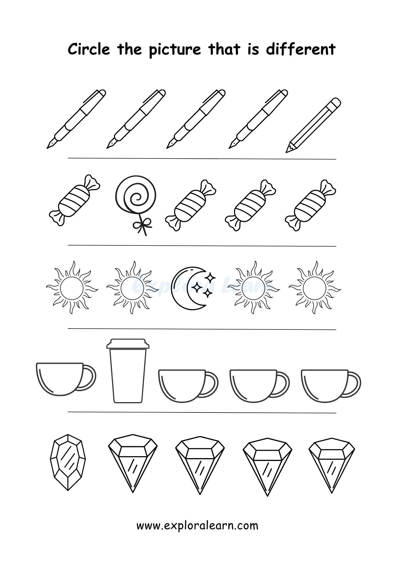 Same And Different Comparison Worksheets For Preschool And Kindergarten 2 To 6 Years Kids