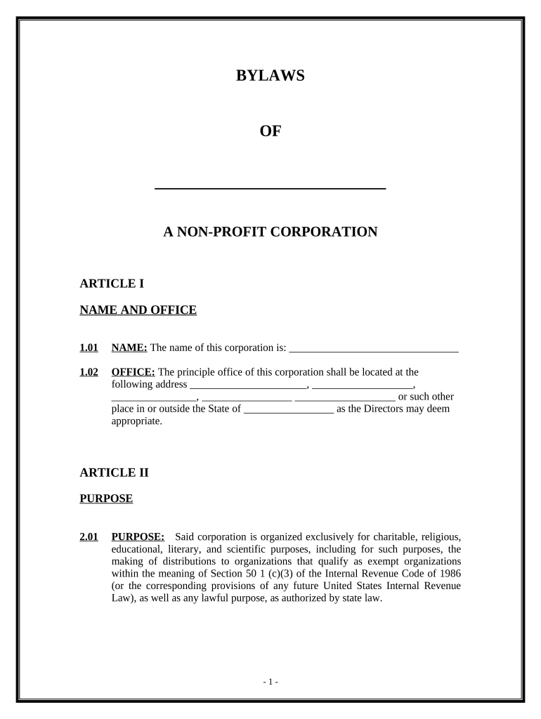Sample Nonprofit Bylaws Pdf Fill Out Sign Online DocHub