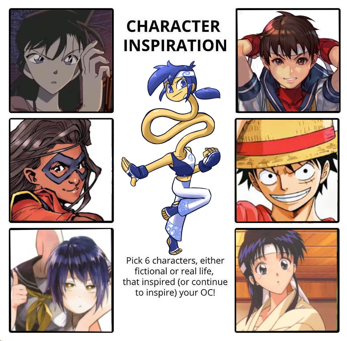 Saw This Template Floating Around So I Thought It d Be Fun To Make A Character Inspiration Chart For My Yokai OC Ran The Rokurokubi If You Name All The Characters You Get