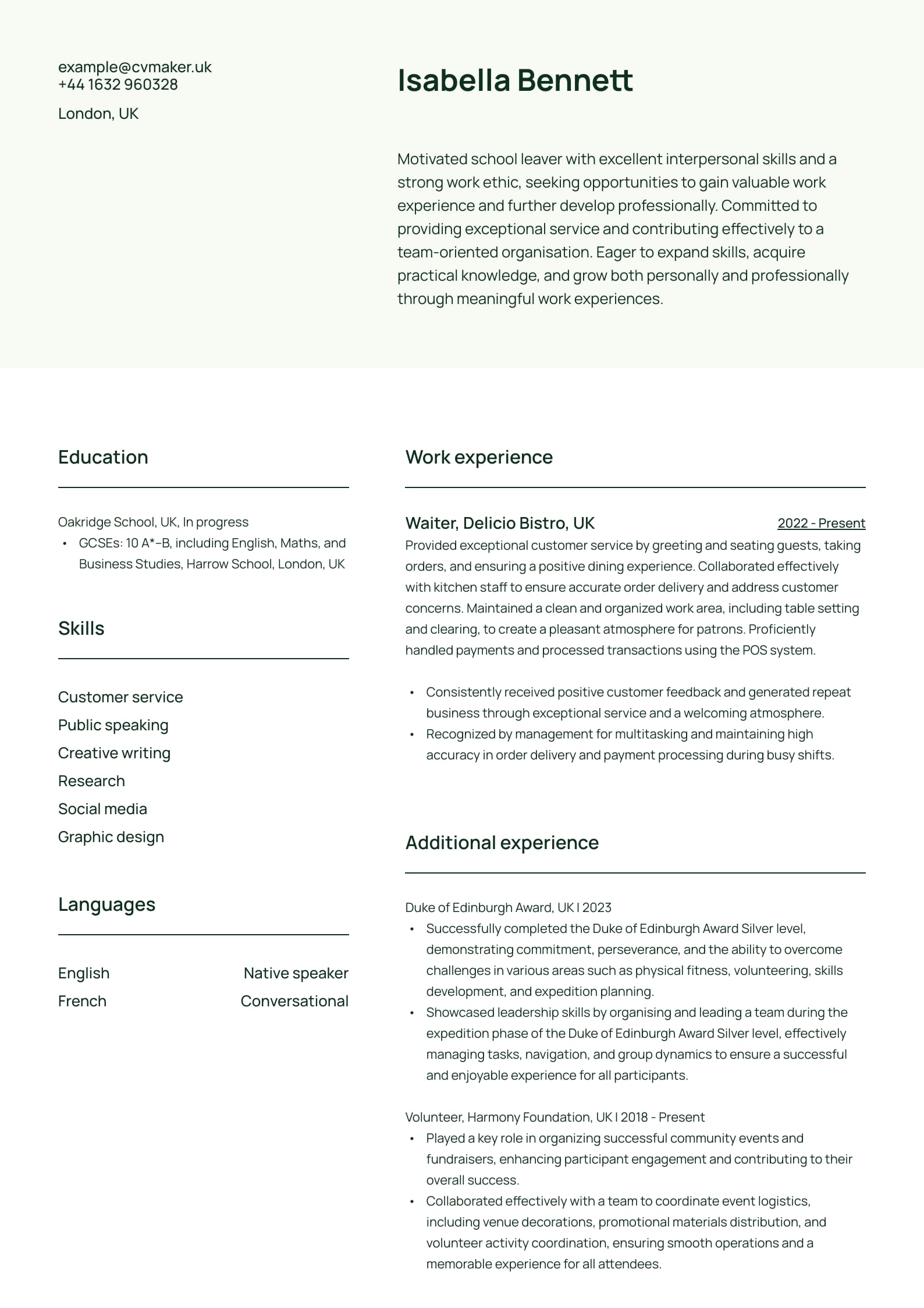 School Leaver CV 2026 Guide With Examples School Leaver CV 2026 Guide With Examples