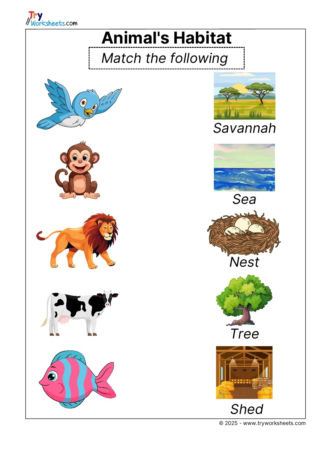Science Grade 2 Worksheet Animal Habitat Try Worksheets