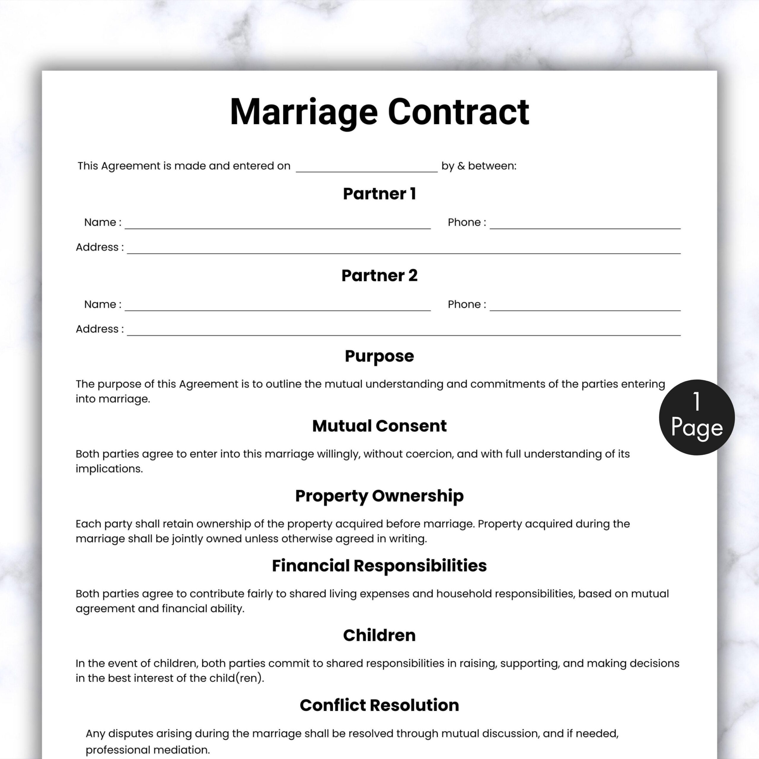 Simple Marriage Contract One Page Couple Marriage Agreement Form Canva Printable Editable Relationship Agreement For Couples Etsy Simple Marriage Contract One Page Couple Marriage Agreement Form Canva Printable Editable Relationship Agreement For Couples Etsy