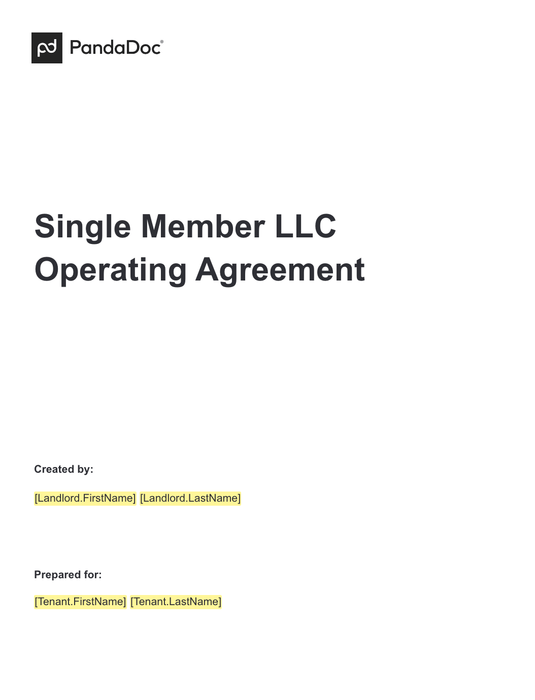 Single Member LLC Operating Agreements Templates PandaDoc Single Member LLC Operating Agreements Templates PandaDoc