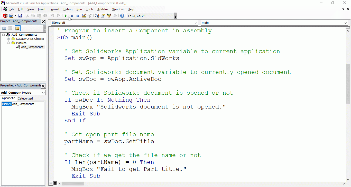 Solidworks VBA Macro Insert Component The CAD Coder Solidworks VBA Macro Insert Component The CAD Coder
