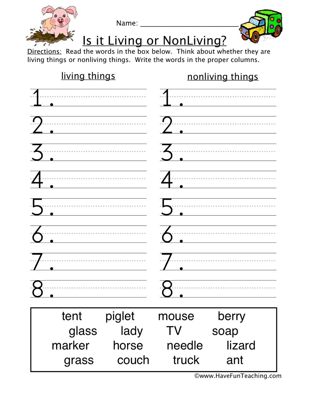 Sorting Living And Non Living Things Worksheet By Teach Simple Sorting Living And Non Living Things Worksheet By Teach Simple