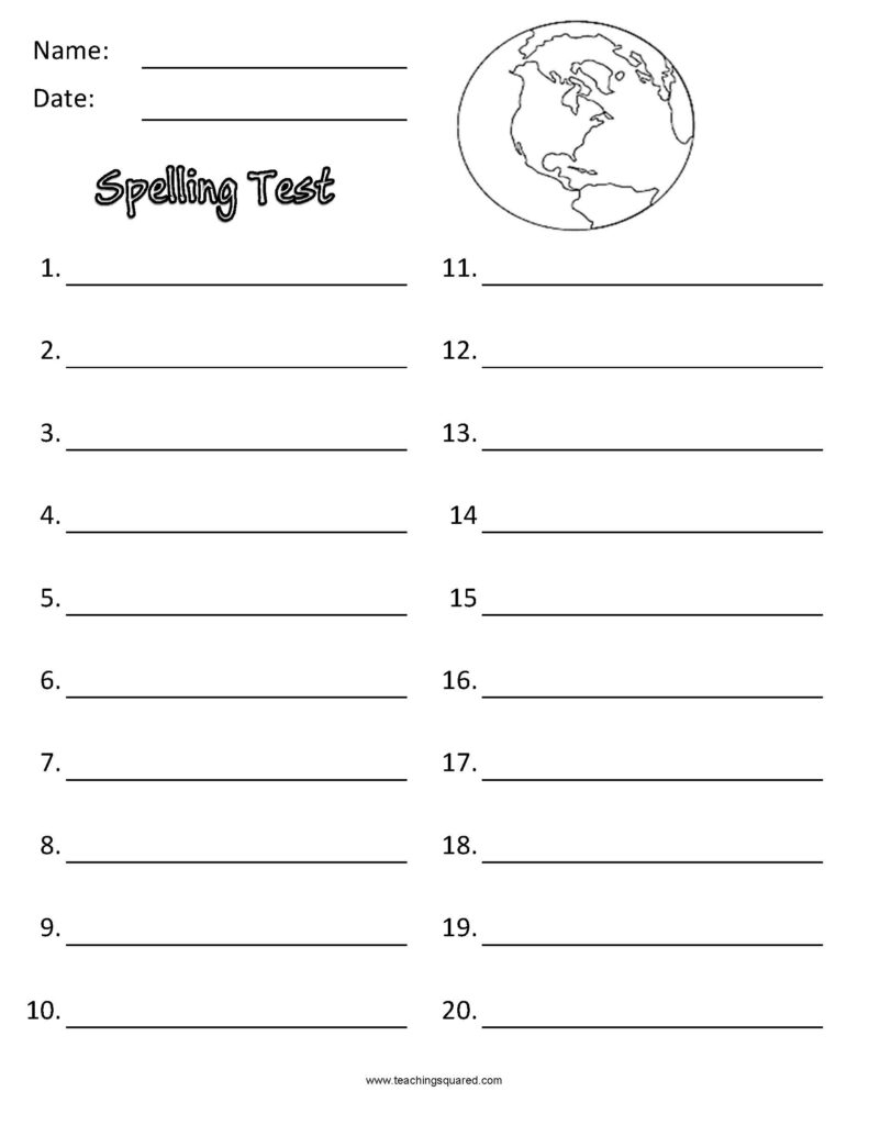 Spelling Test Paper Teaching Squared