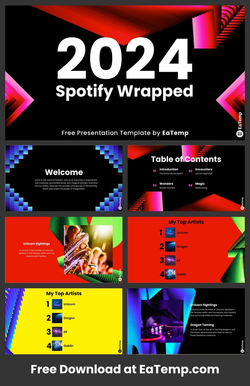 Spotify Wrapped 2024 Inspired PowerPoint Presentation Template Google Slides Theme