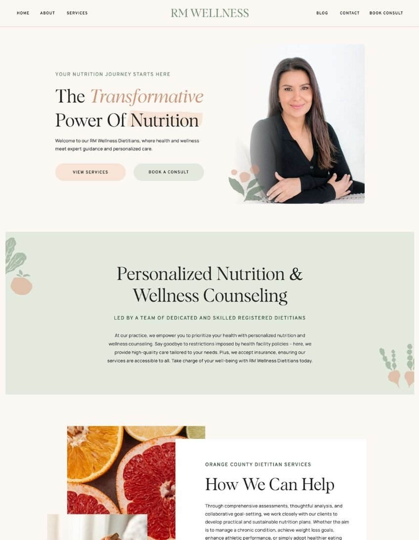 dietitian professional website templates