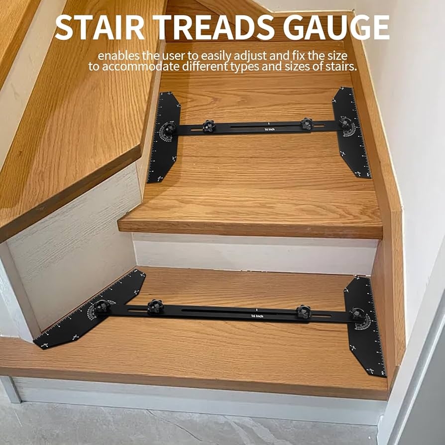 Stair Jig Tool Megarte Adjustable Stair Tread Template Tool DIY Jig For Perfect Cuts On Stairs Shelves Drywall 11 4 To 60 7 Range Carpenter Stair Layout Tool