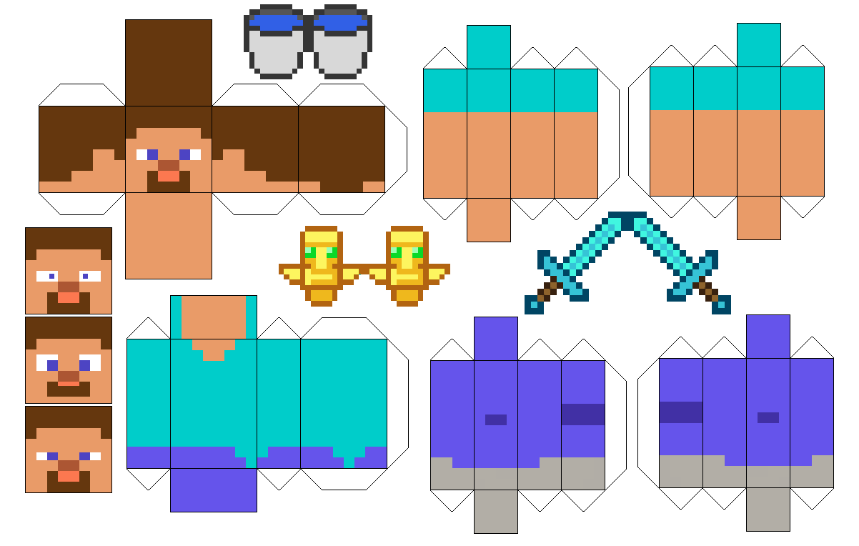 Steve Minecraft Papercraft Free Printable Paper raft Templates Steve Minecraft Papercraft Free Printable Paper raft Templates