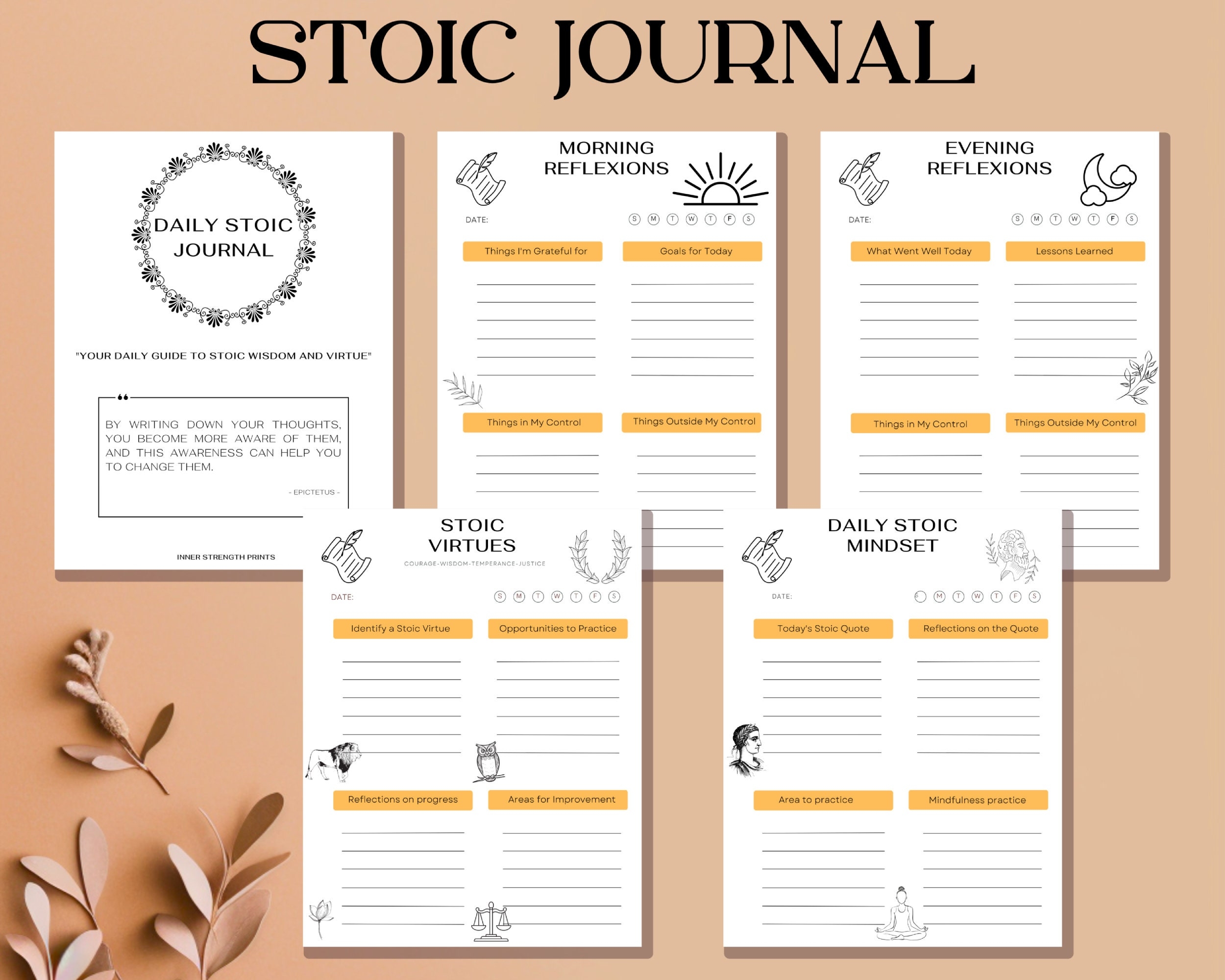 Stoic Journal Daily Stoic Planner Meditation Sheet Gratitude Tracker Stoicism Journal Stoic Gifts For Philosophers Gifts Mindfulness Tracker Etsy