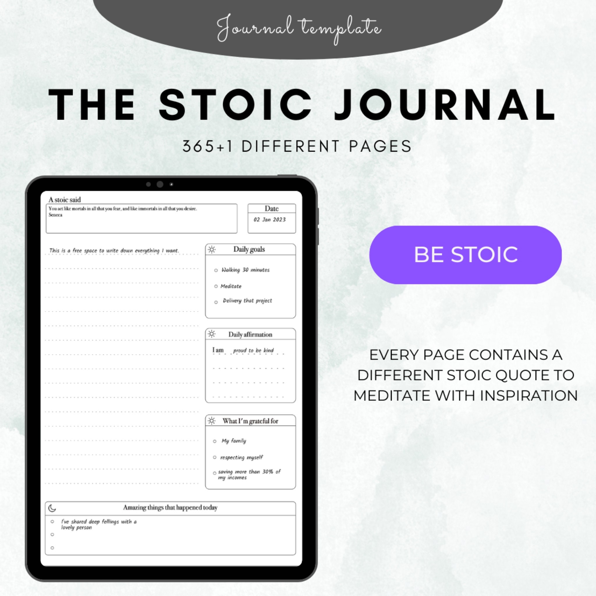 Stoic Journal Template Daily Quotes Guided Reflection PDF Etsy Stoic Journal Template Daily Quotes Guided Reflection PDF Etsy