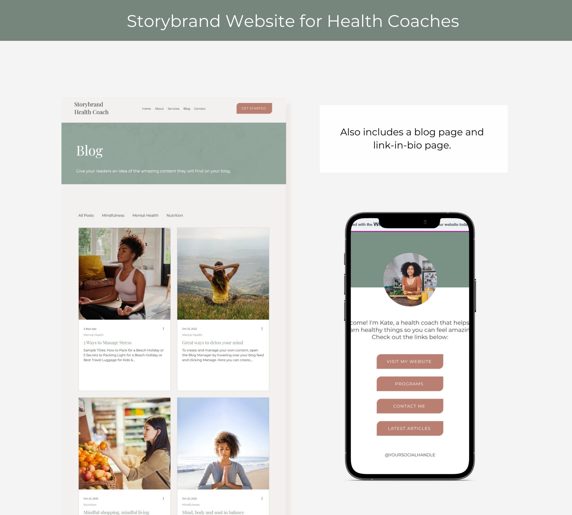 Storybrand Wix Website Template Health Life Coach Website Etsy