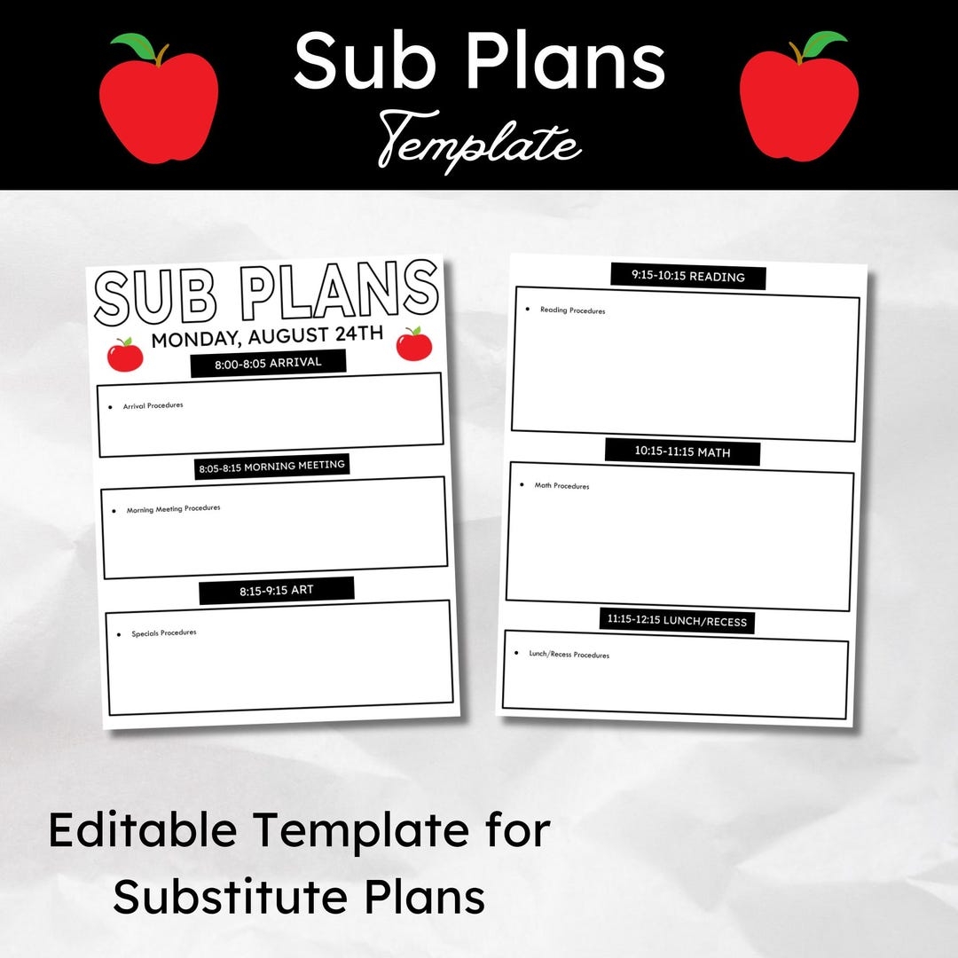 Sub Plans Template Simple Template For Teacher Sub Plans Substitute Teacher Plans Etsy Sub Plans Template Simple Template For Teacher Sub Plans Substitute Teacher Plans Etsy