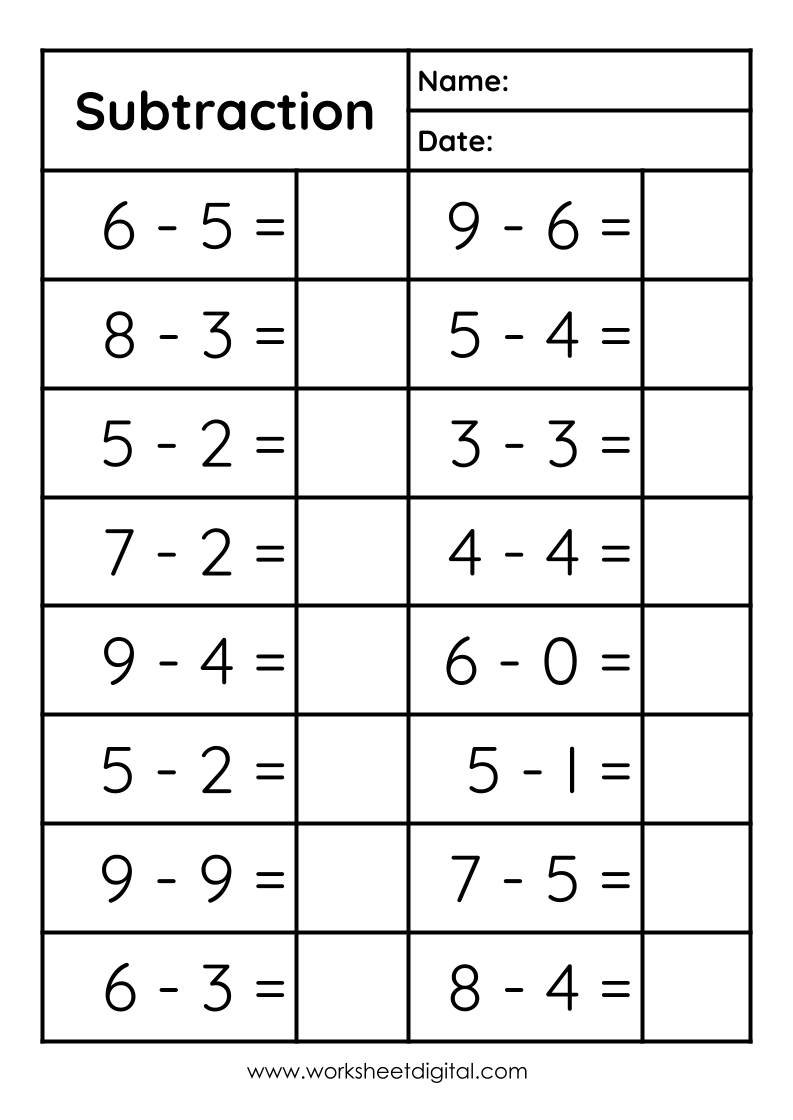 subtraction worksheets single digit subtraction worksheets single digit