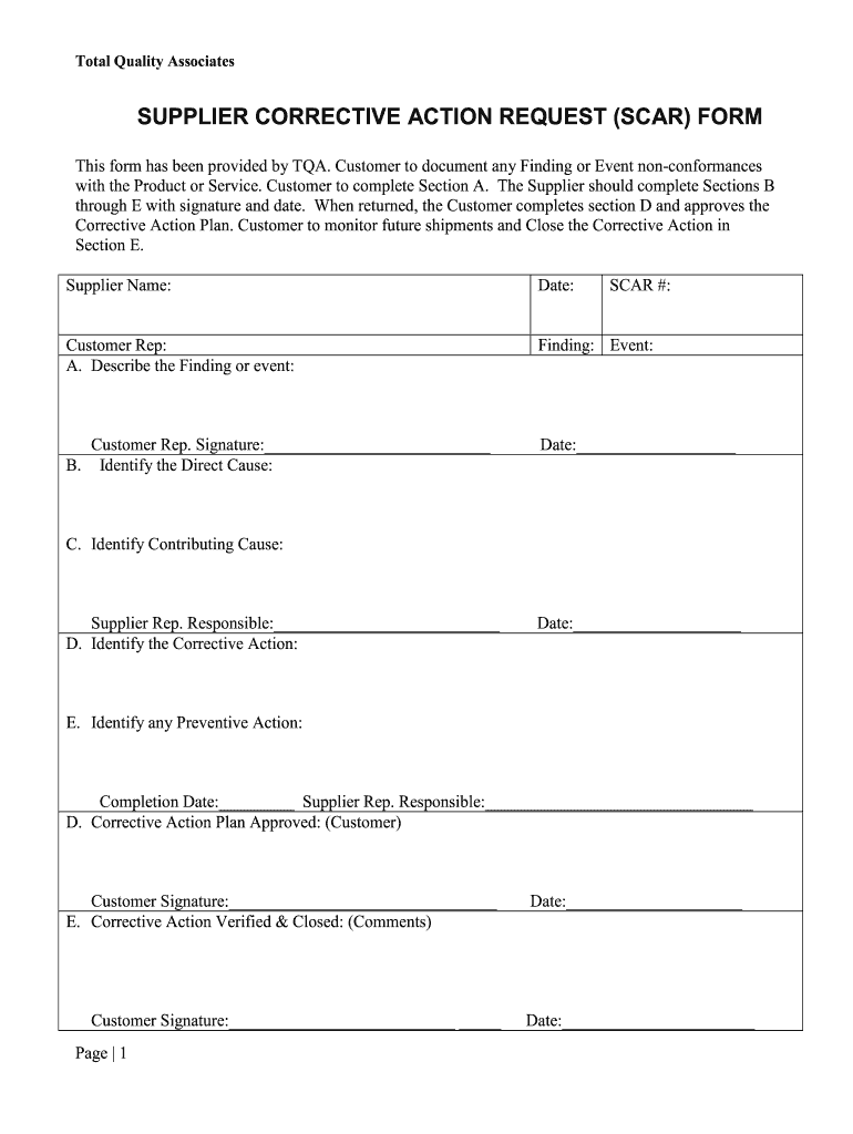 Supplier Corrective Action Request Template Fill Out Sign Online DocHub