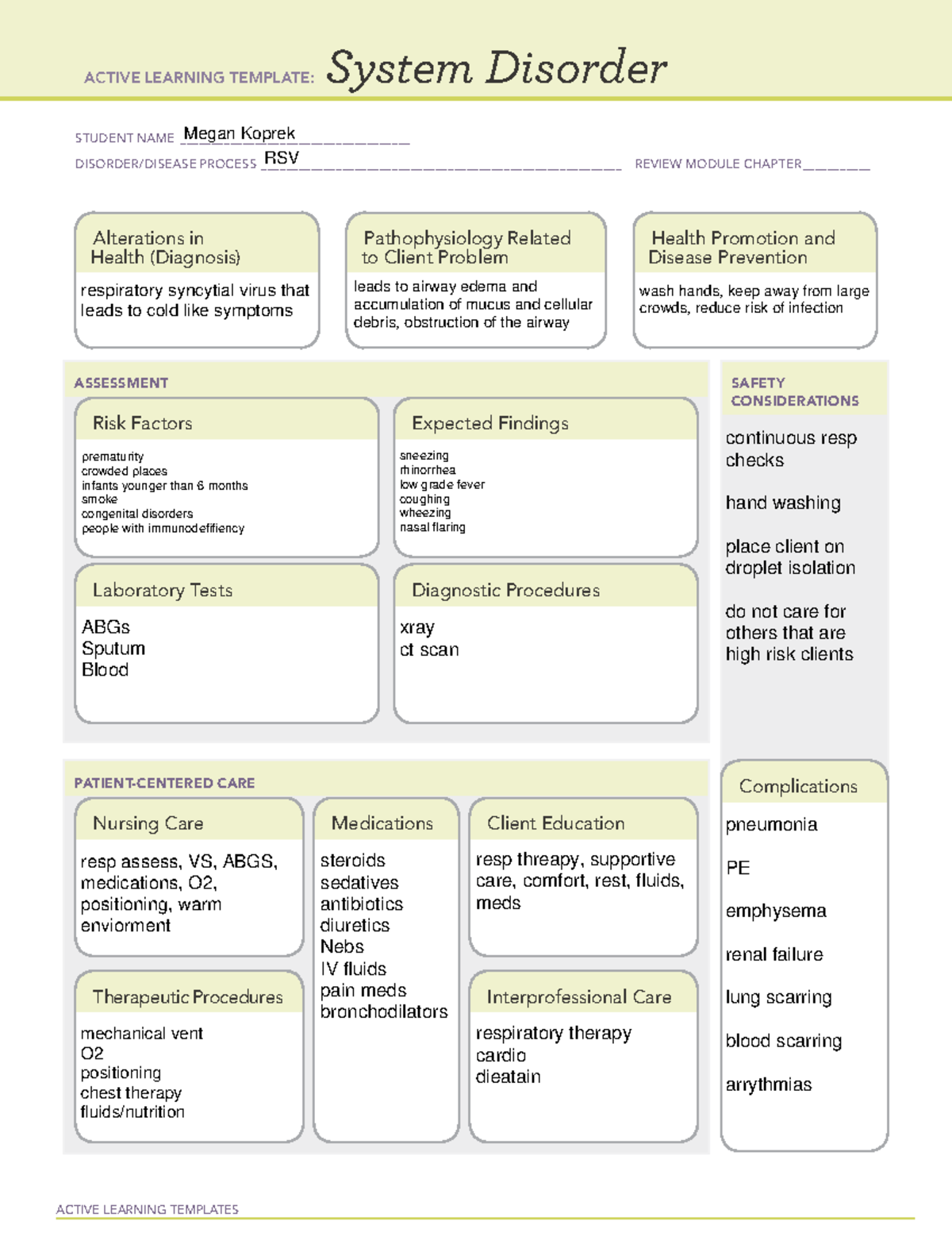 System Disorder Active Learning Template For Nursing Study Studocu