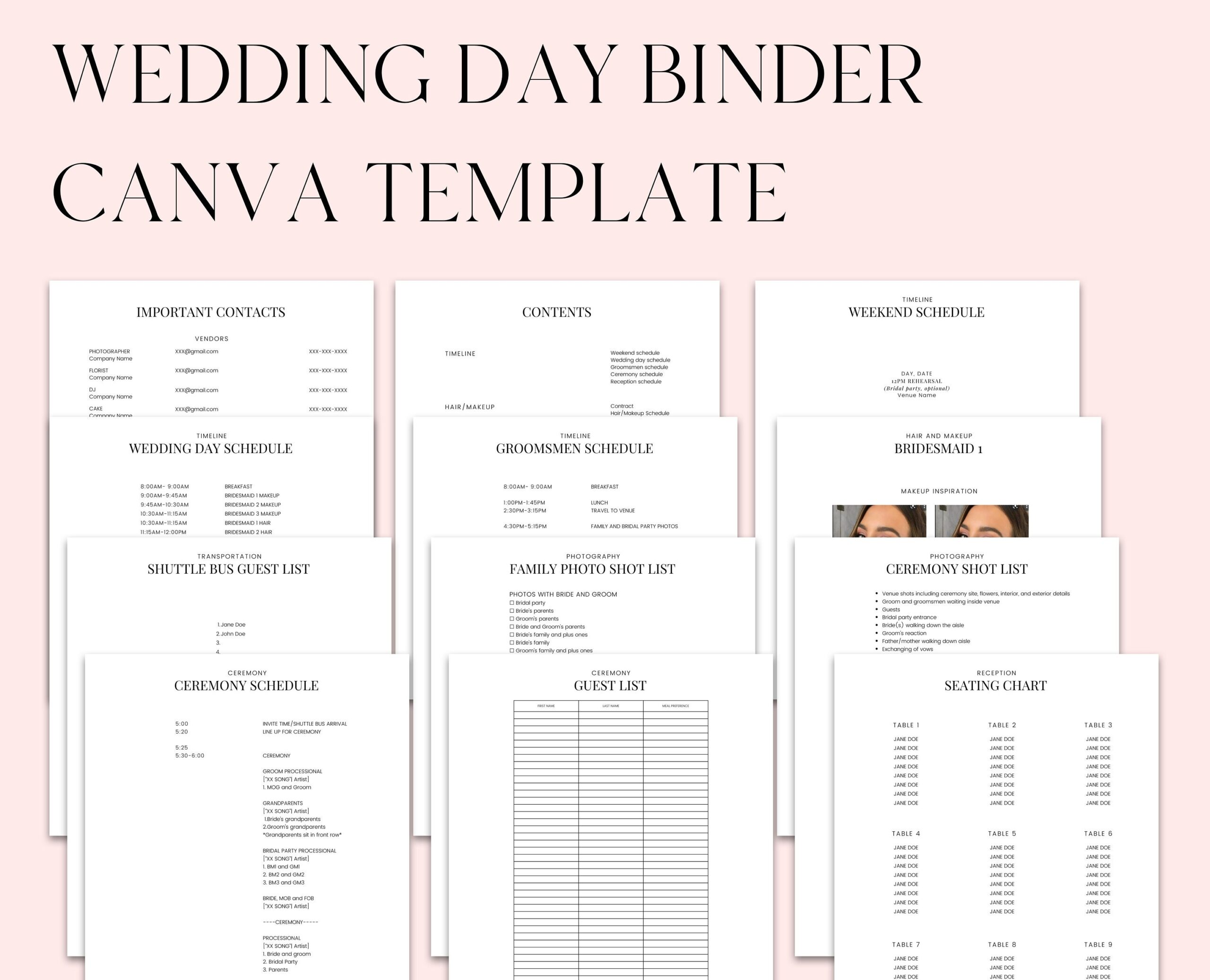 The Ultimate Wedding Day Binder Canva Template old Version Etsy India