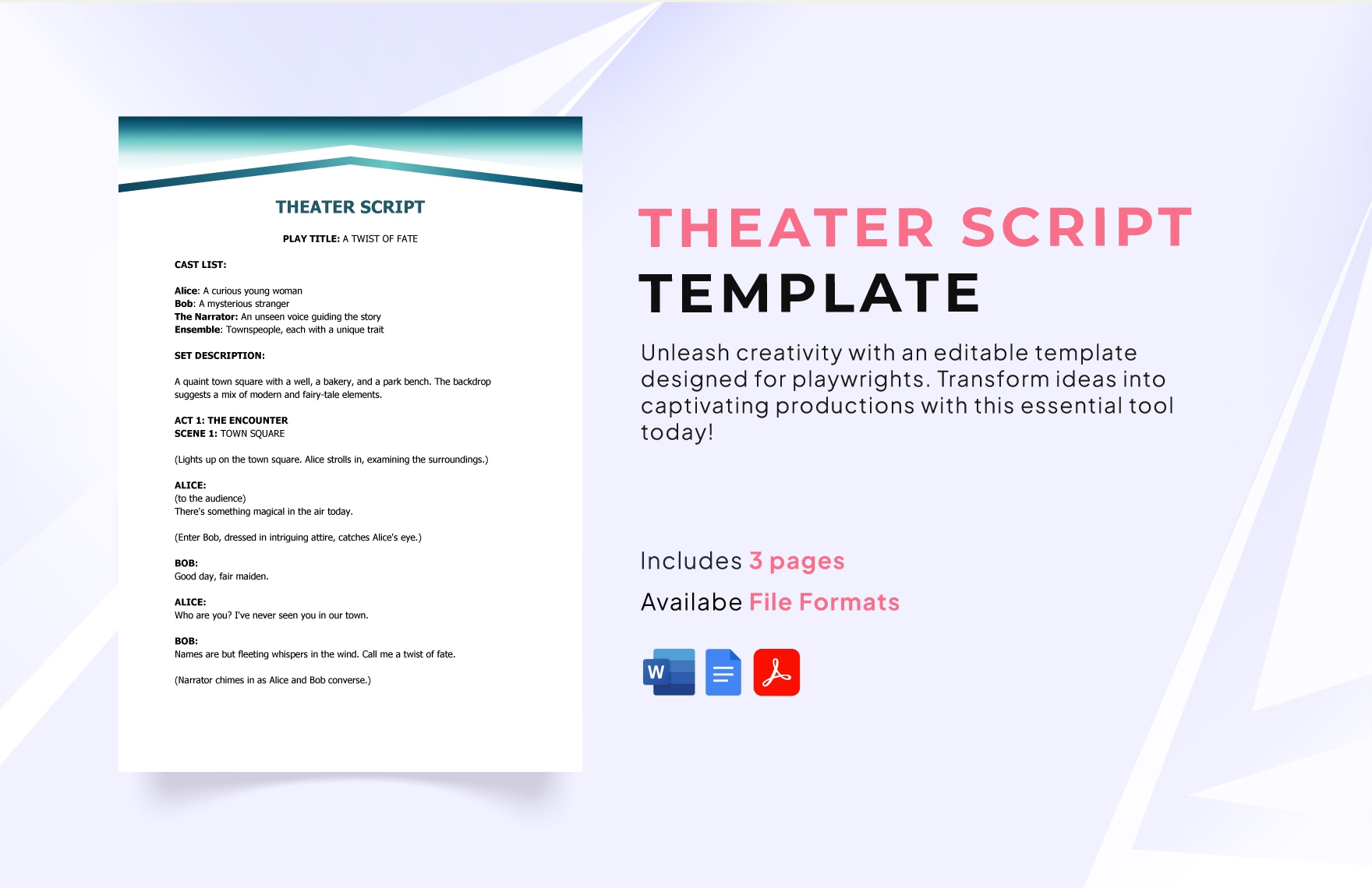 Theater Script Template In Google Docs Word PDF Download Template Theater Script Template In Google Docs Word PDF Download Template