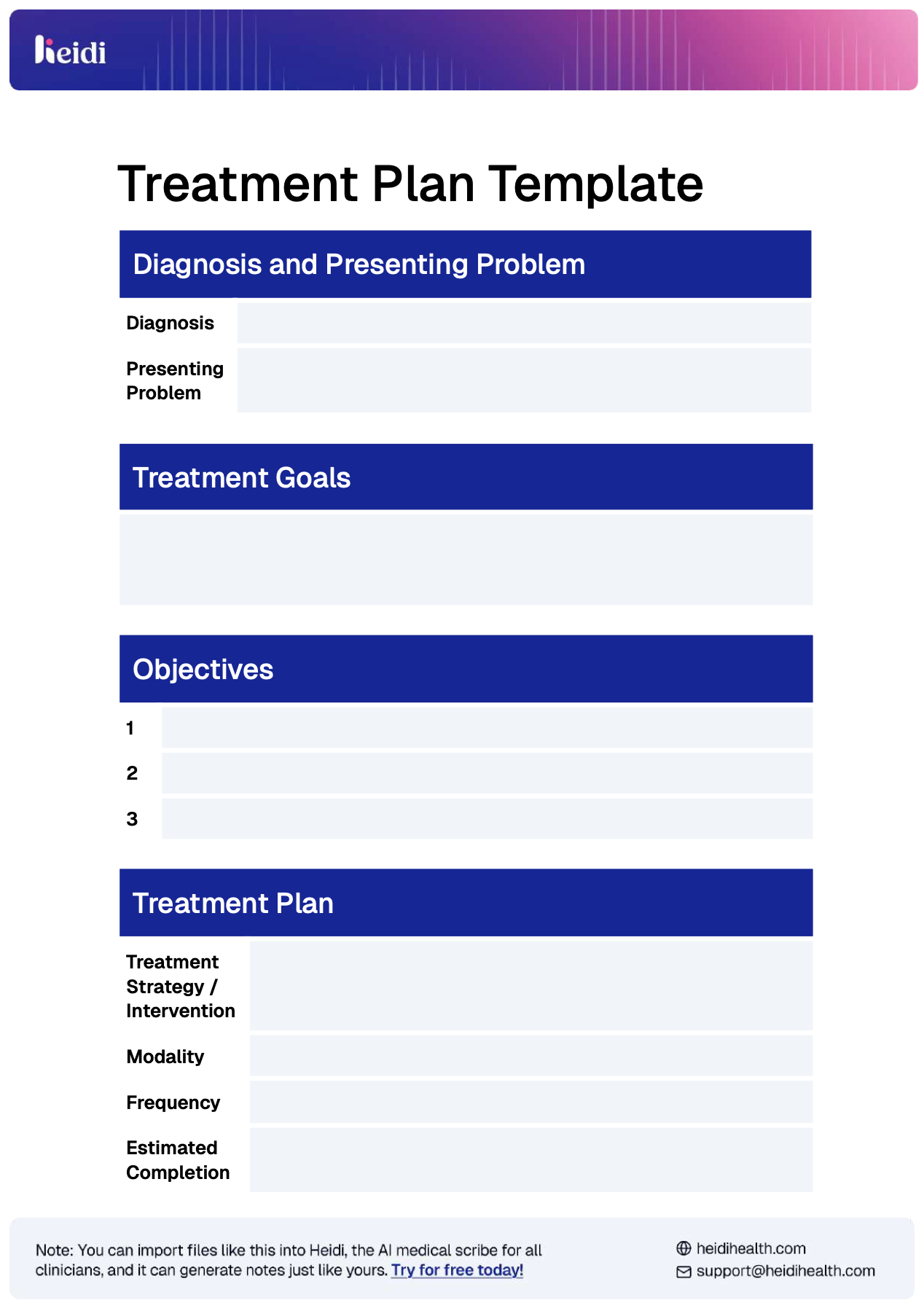 Treatment Plan Template With Examples Heidi Health