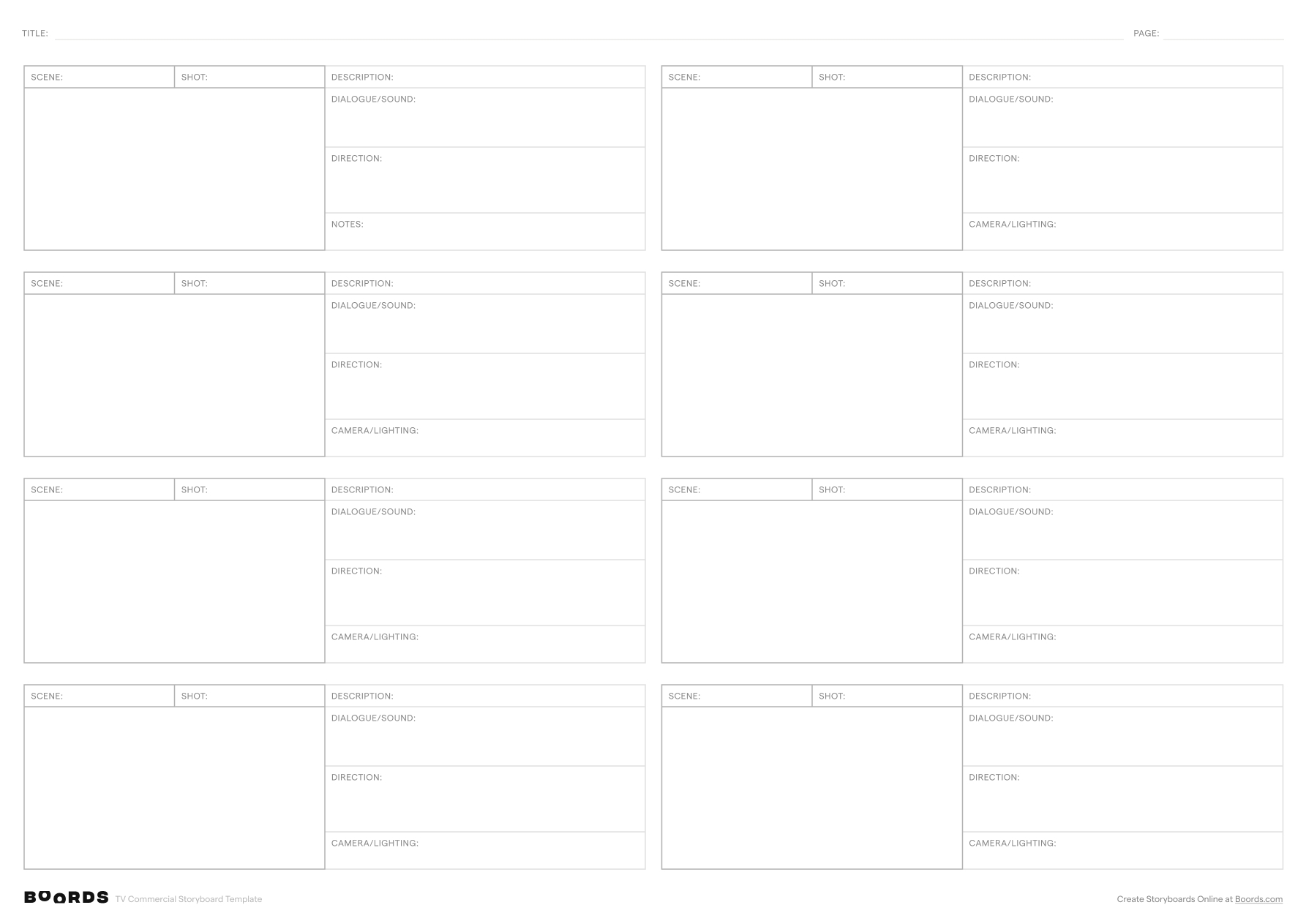 TV Commercial Storyboard Templates Boords