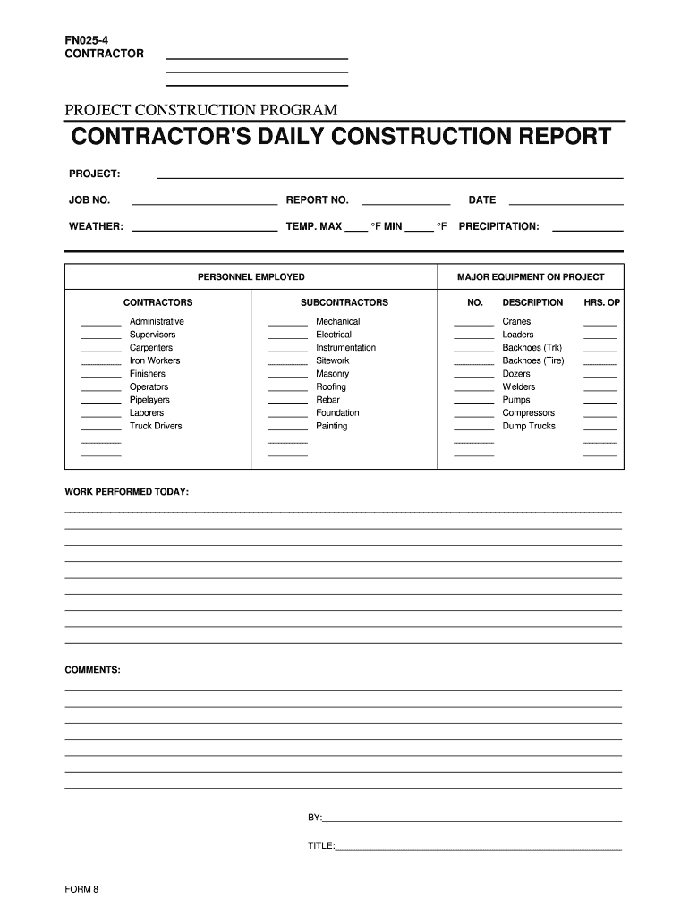 construction daily report template