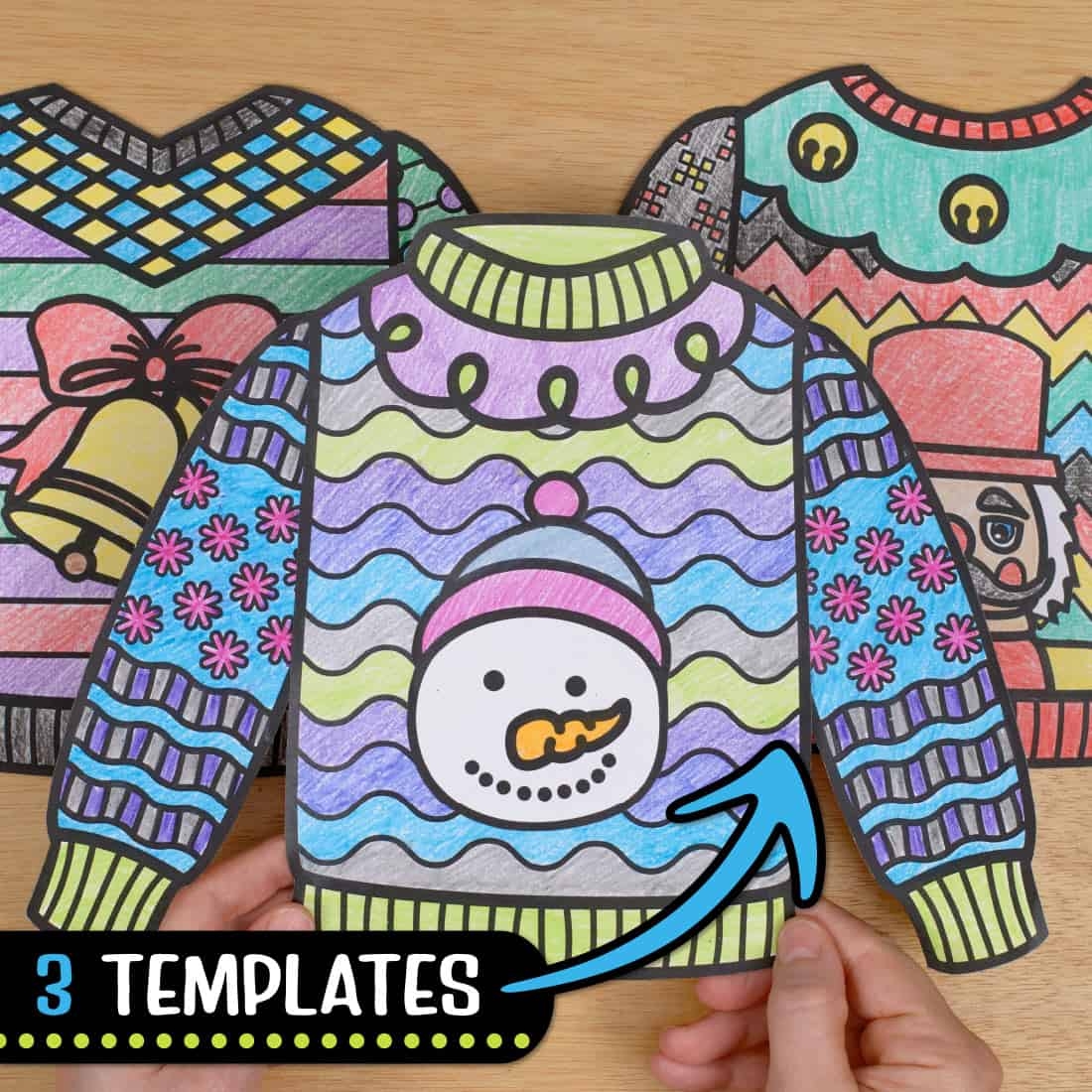 Ugly Sweater Coloring Craft Christmas Writing Prompts Template