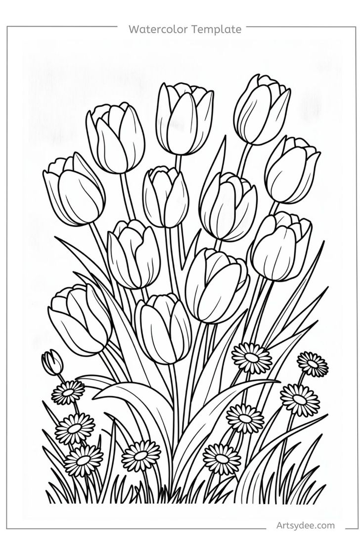 tulip template to color