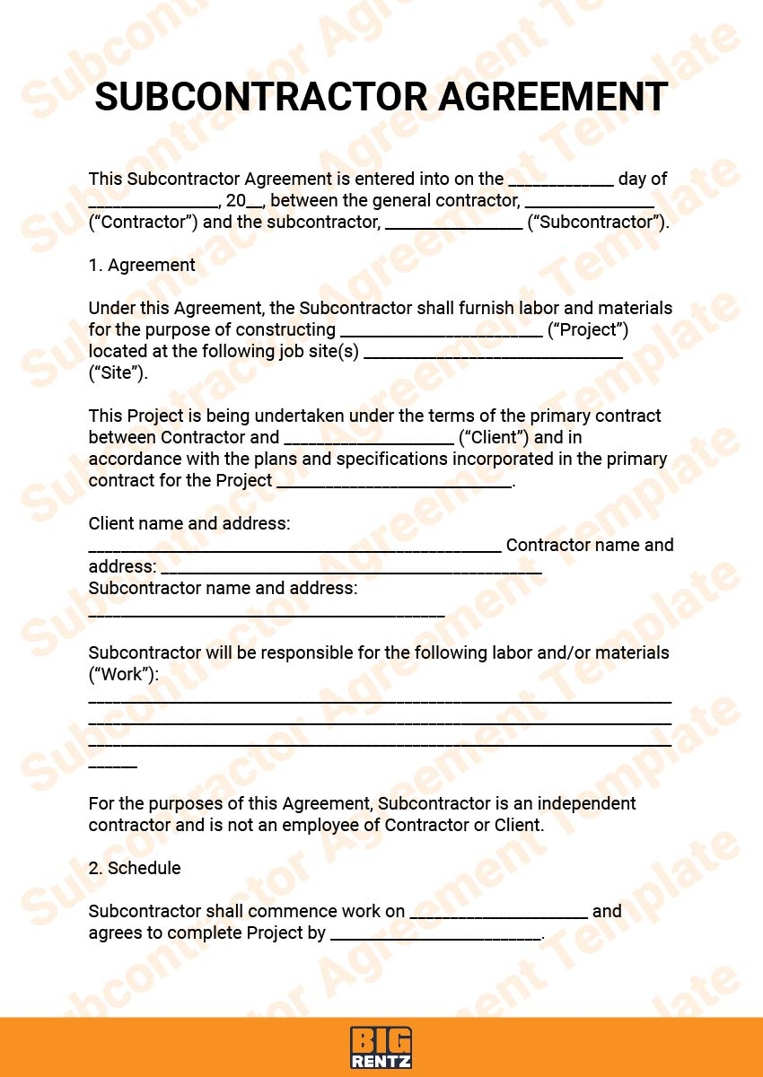 What Is Included In A Subcontractor Agreement Template BigRentz What Is Included In A Subcontractor Agreement Template BigRentz