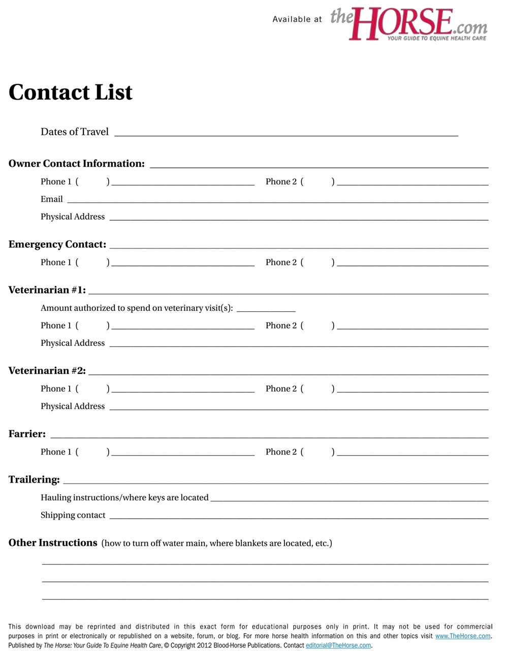horse information sheet template horse information sheet template