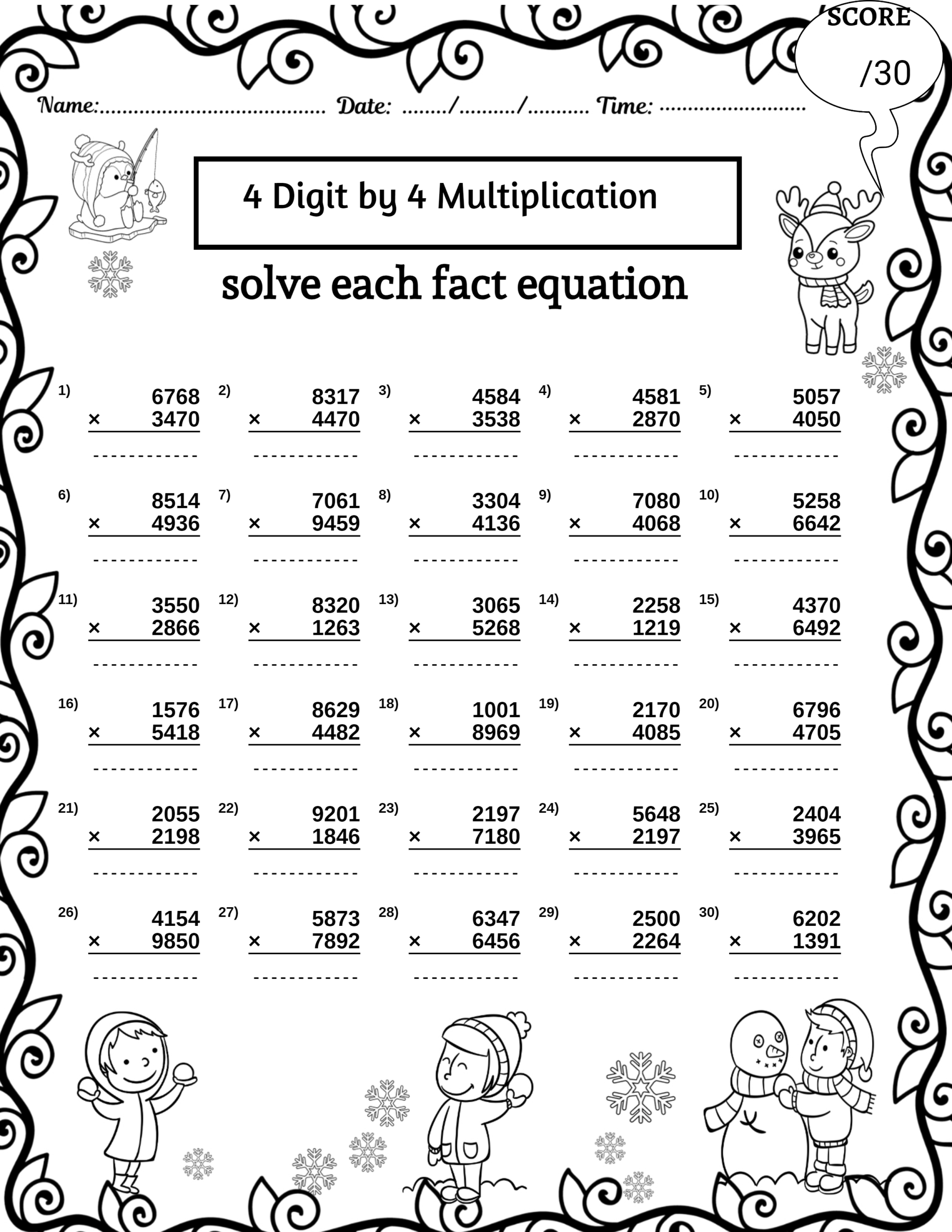 multiplication by 4 worksheets