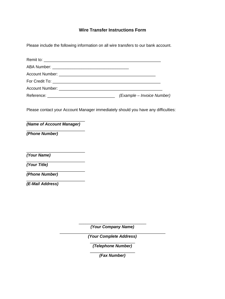 Wiring Instructions Doc Template PdfFiller
