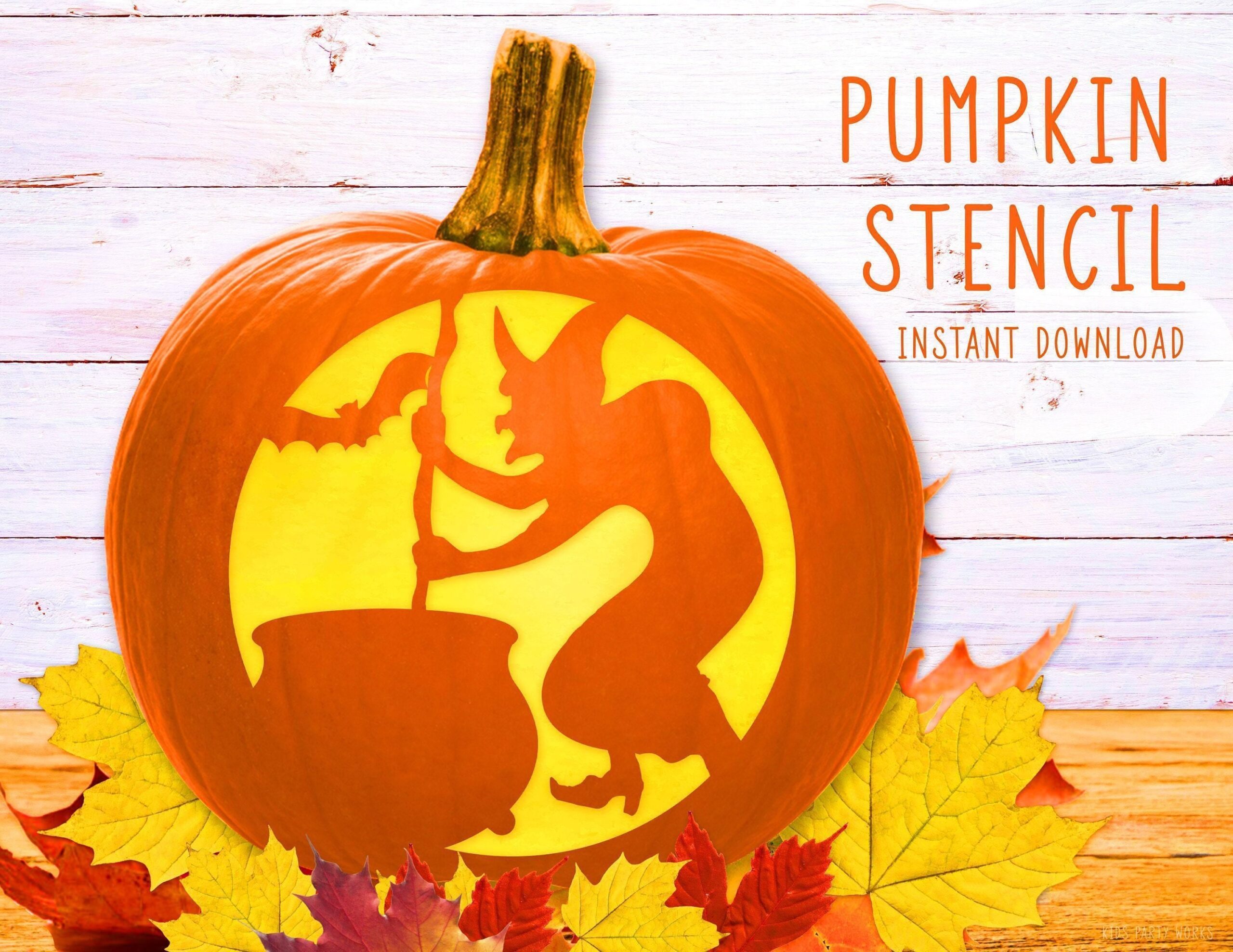 Witch Pumpkin Stencil PRINTABLE Pumpkin Stencil Jack O Lantern Pumpkin Carving Template Wicked Witch Halloween Witch Cauldron Bat Etsy