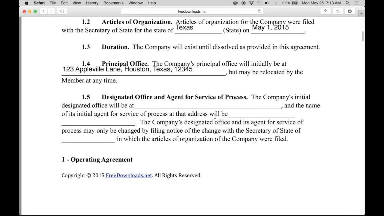 single member llc operating agreement template single member llc operating agreement template